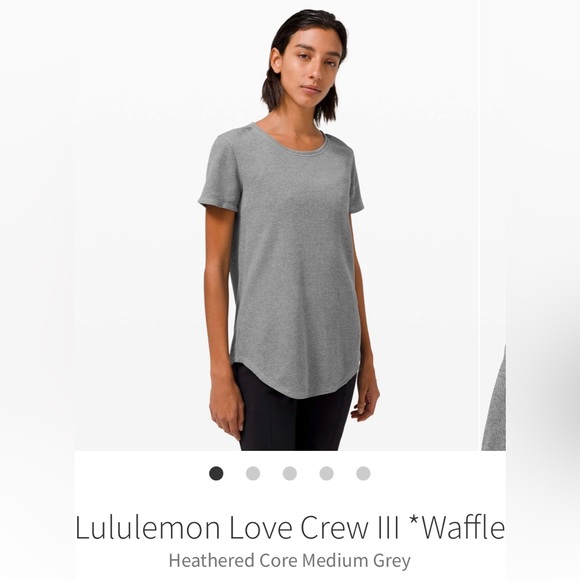 lululemon athletica Tops - 2 Lululemon women’s Love Crew III waffle Heathered Grey knit tshirts P2P 20”